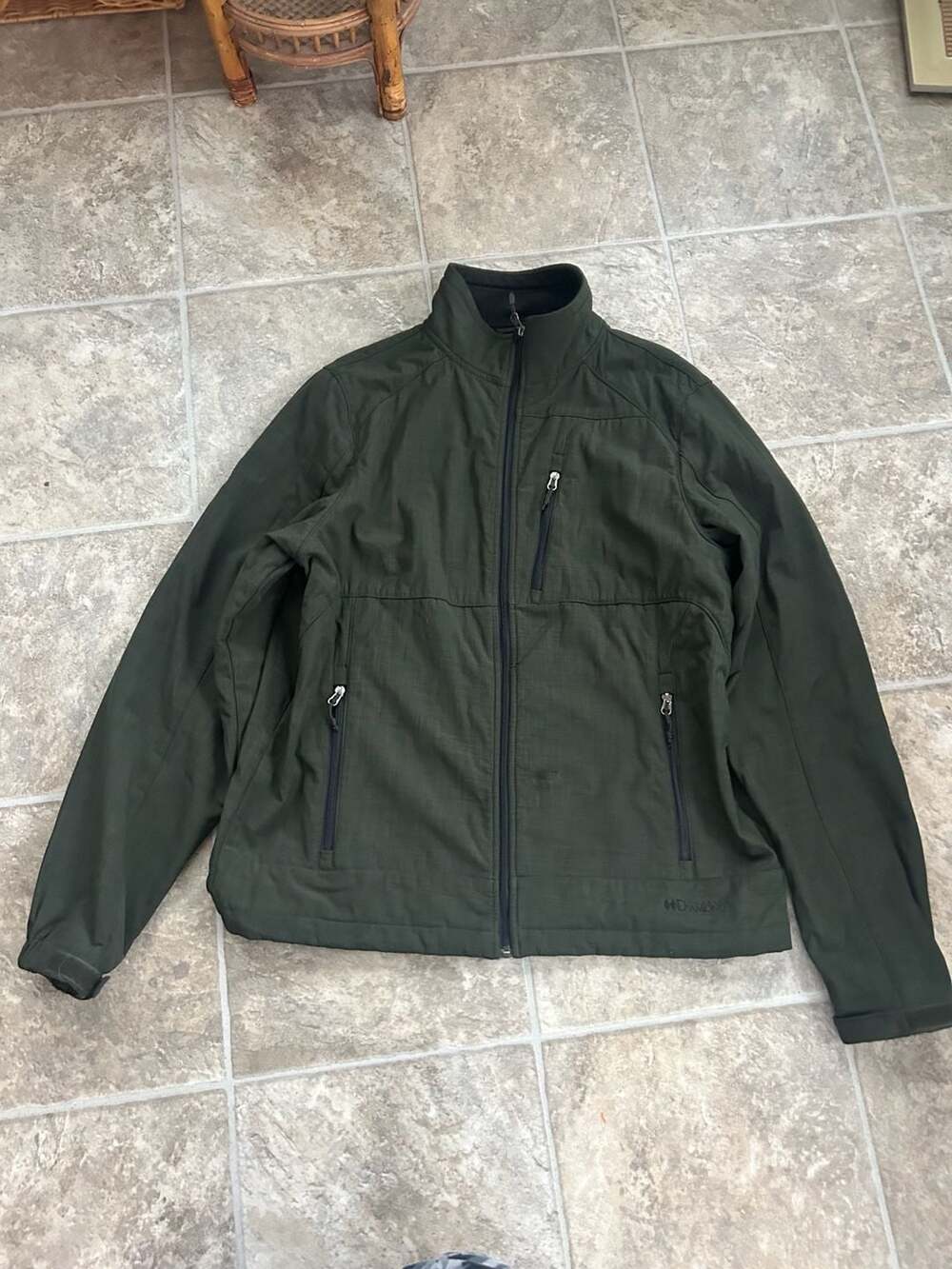 Double Diamond Men's XL Olive Green Softshell Fleece Lined Full-Zip Jacket